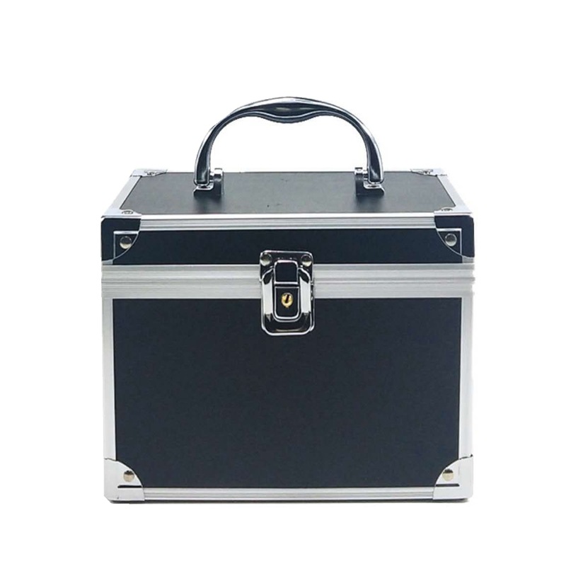 Caja de cosméticos de aleación de aluminio multifuncional doble capa de gran capacidad internet celebridad mujer caja de almacenamiento portátil bolsa de cosméticos portátil con cerradura