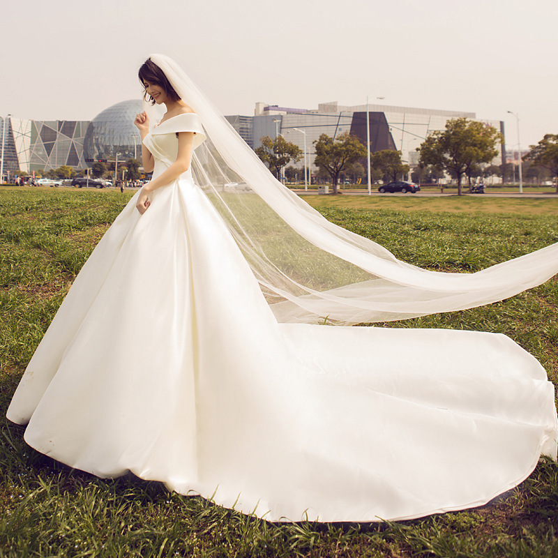 Vestido de novia 2026, nuevo estilo, sencillo, de satén, estilo francés, con cola, ultra-romántico, estilo bosque, elegante, para fotografía de viajes, vestido de novia de verano