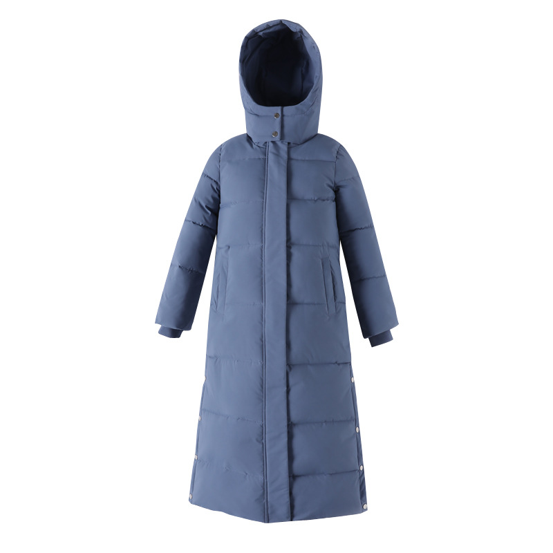 Chaqueta de Plumón Extra Larga para Mujer, Abrigo de Algodón Extra Largo con Capucha para Mujer