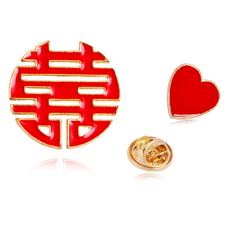 Doble Xi carácter broche redondo boda amor insignia collar hebilla joyería novio novia broche de boda accesorios de la boda