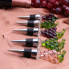 水晶玻璃红酒塞葡萄串造型合金密封保鲜塞创意家居个性酒吧酒具新