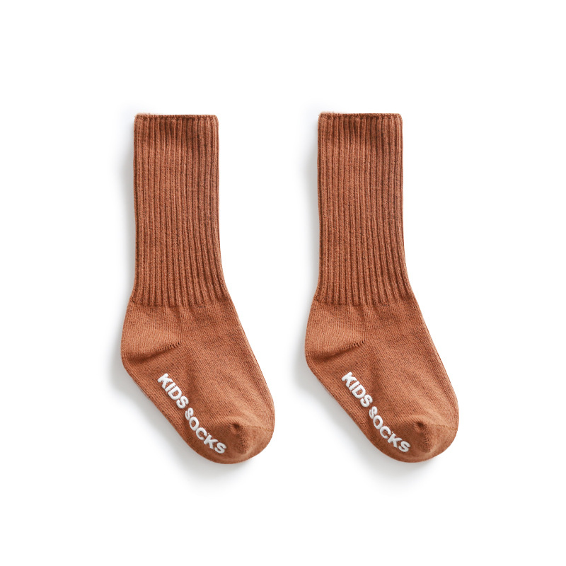 Calcetines para niños otoño nuevo color puro aguja doble antideslizante dispensación calcetines altos calcetines de bebé calcetines de algodón para bebés sin hueso