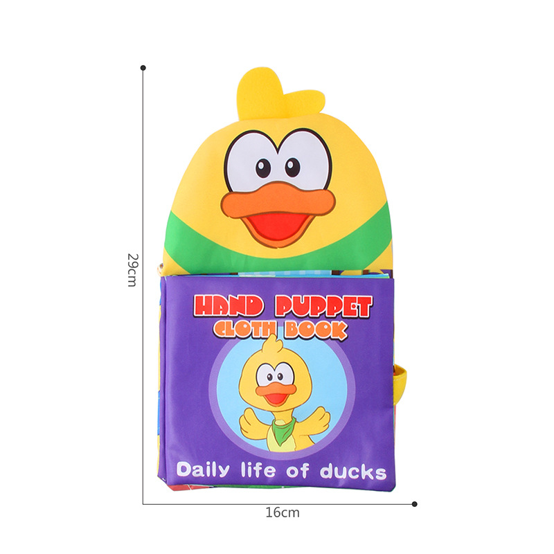 Venta caliente transfronteriza libro de tela para bebés juguete de educación temprana pequeño pato amarillo historia libro de Palma inglés animal papel sin lágrimas image 6