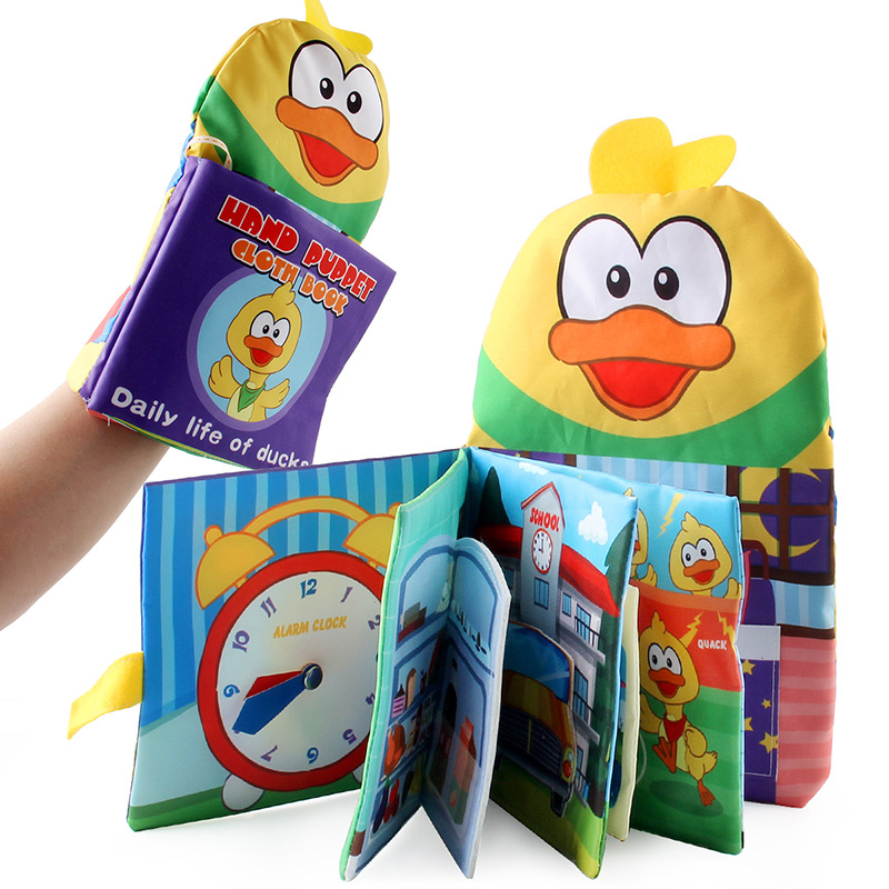Venta caliente transfronteriza libro de tela para bebés juguete de educación temprana pequeño pato amarillo historia libro de Palma inglés animal papel sin lágrimas image 4
