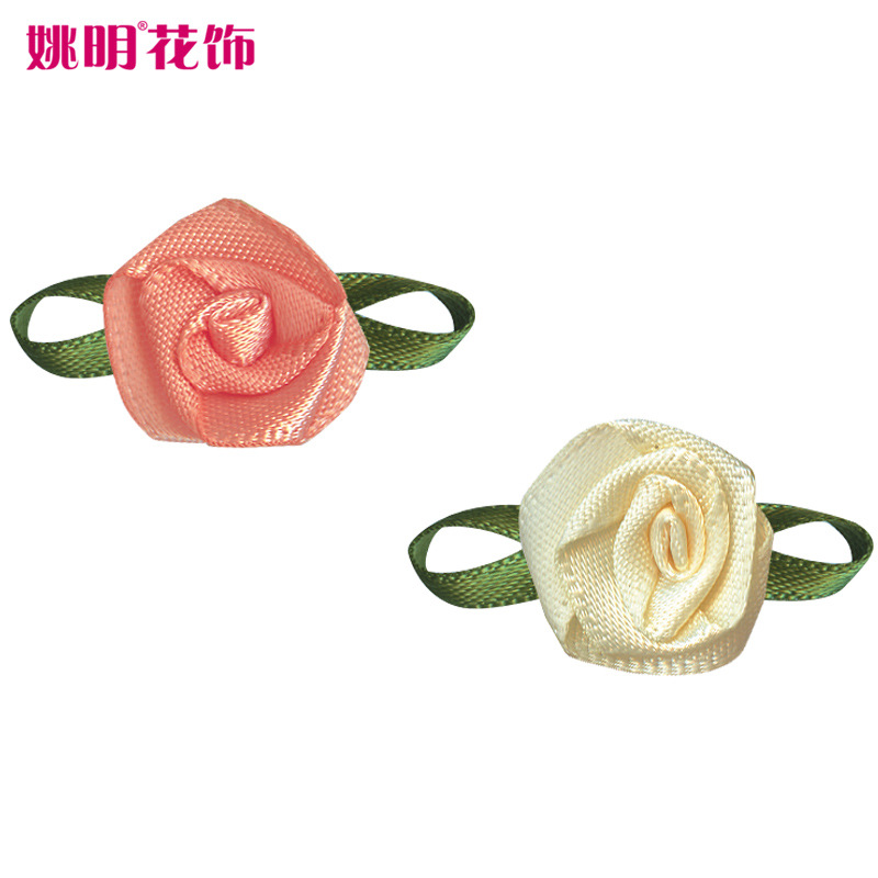 Yao Ming cinta ropa textil accesorios decorativos caja de regalo cinta decorativa rosa hecha a mano con hojas cinta flor