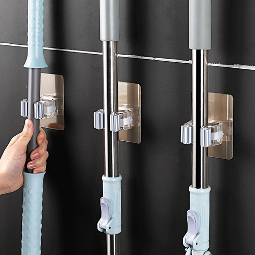 Household wall hanging creative new brushed mop rack hook traceless punch-free multi-functional strong nail-free drag rack clip