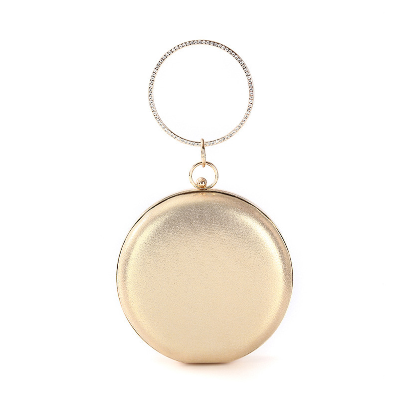 Cross-border New Handmade PU Evening Bag Flat Round Banquet Bag Simple Evening Bag clutchbag