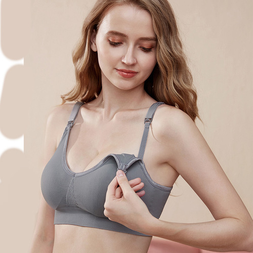 Pregnant women's wire-free front buckle large size nursing bra breastfeeding adjustable push-up anti-sagging nursing bra underwear