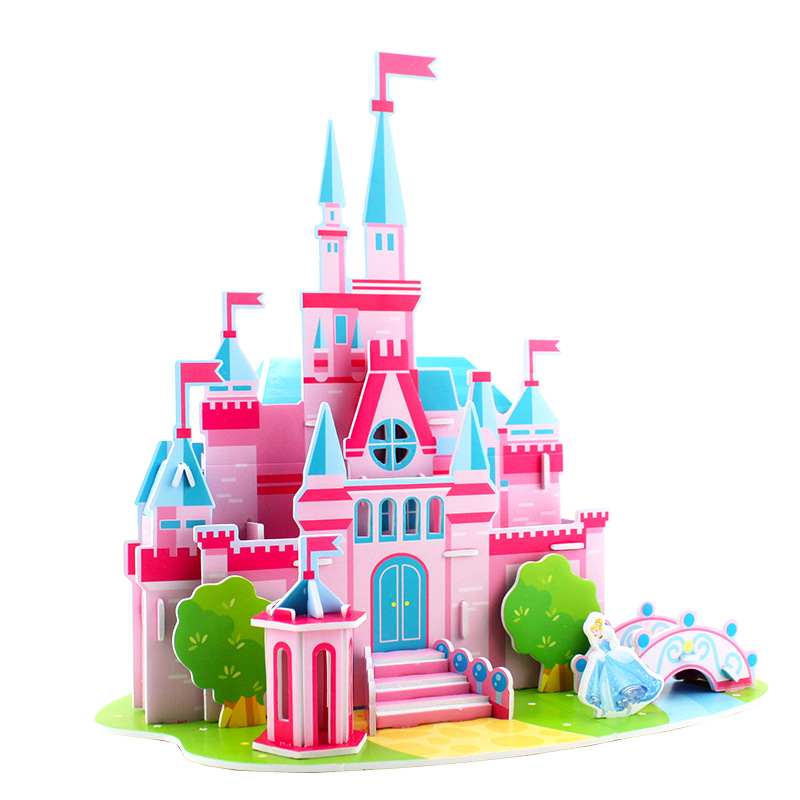 Disney Princess Castle Crown Carriage Stereo Puzzle Children Early Childhood Education Puzzle Puzzle Baby Toy