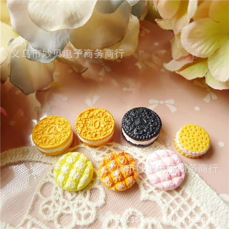diy Cream Phone Case Material Simulation Resin Biscuit Children's Headwear Accessories Simulation Ollie Biscuit