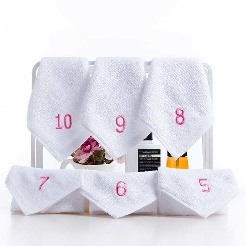Kindergarten Small Towel with Hook Children's Special Pure Cotton Belt Digital Number Square Face Wash Small Square Towel Hand Towel Kindergarten Small Towel with Hook Children's Special Pure Cotton Belt Digital Number Square Face Wash Small Square Towel Hand Towel