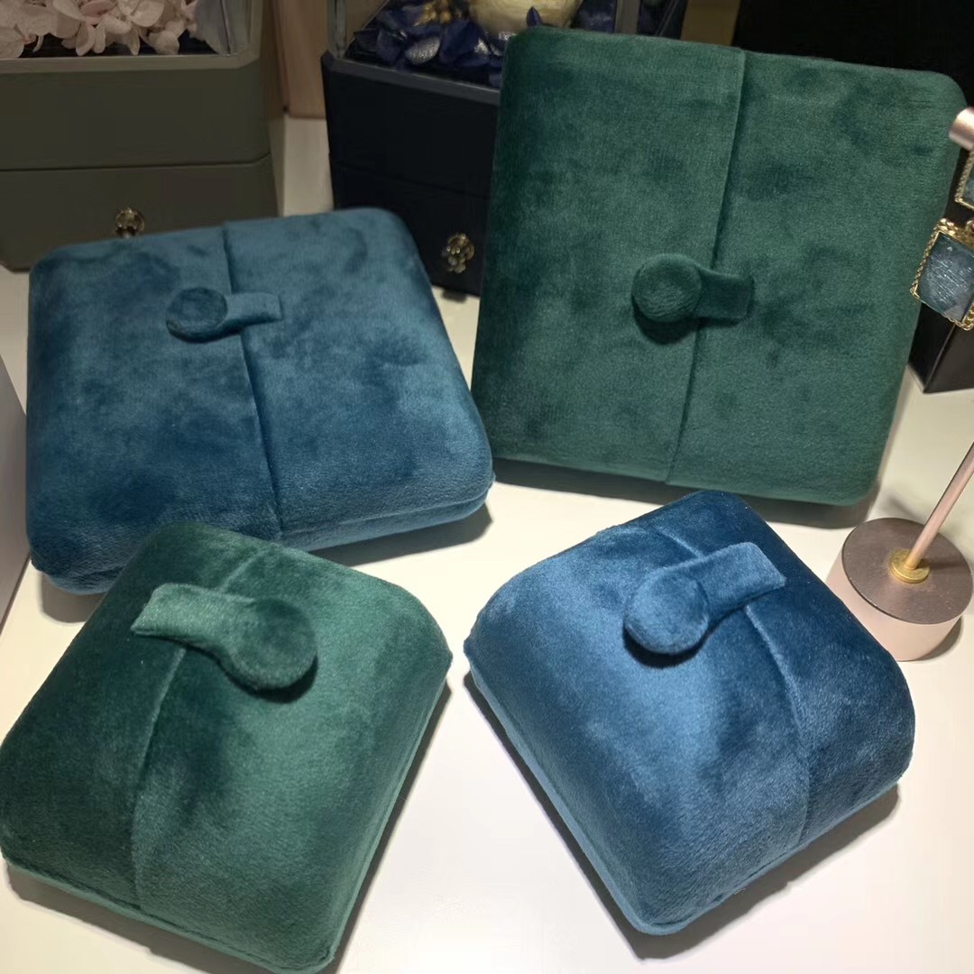 新款高档丝绒戒指盒双开绿色对戒项链手镯求婚首饰包装礼盒