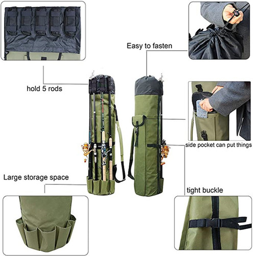 Amazon cylinder outdoor fishing bag multi-functional fly fishing rod bag sea fishing gear storage bag