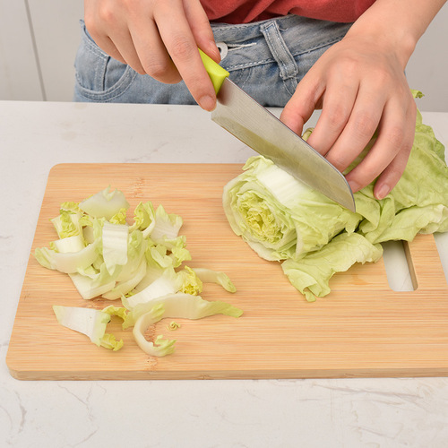 Double-sided fruit and cooked food sorting chopping board household multi-purpose chopping board cartoon creative dual-purpose solid bamboo chopping board