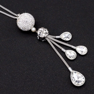 Car rearview mirror pendant metal pendant car Crystal Diamond Ball interior pendant car decoration rhinestone pendant ornaments (Car hanging) - transparent-white-drops-four-leaf-clover-dense-drill-ball-recommend