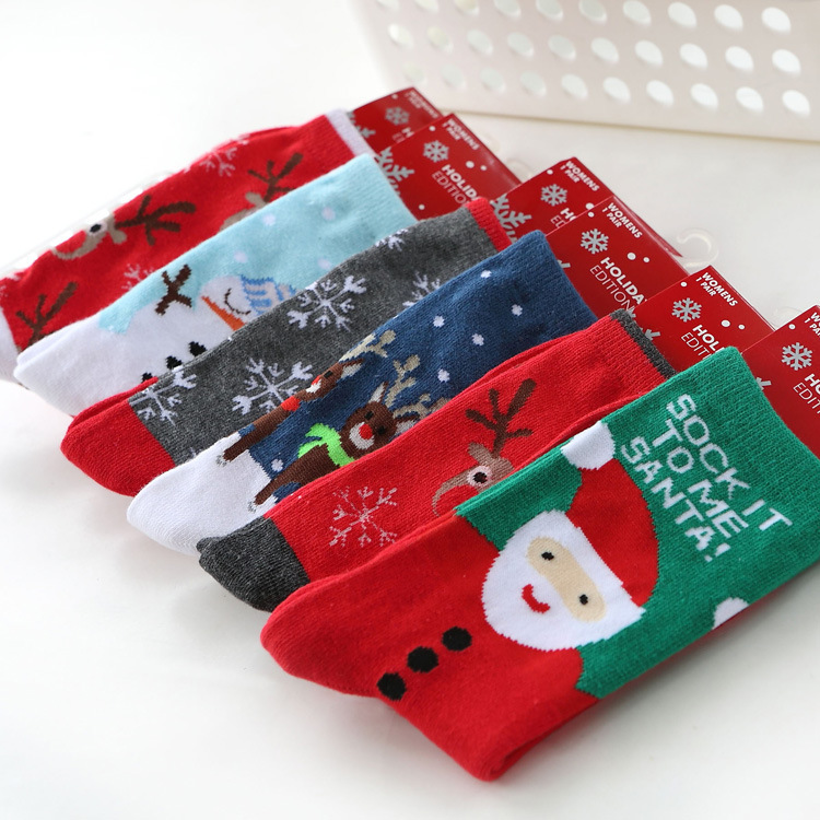 Foreign trade good cotton autumn and winter Christmas socks cute elk snowflake couple women socks holiday gift socks manufacturers wholesale happy