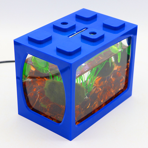 Building block betta fish tank mini creative desktop transparent acrylic small fish tank goldfish tank landscaping aquarium with light