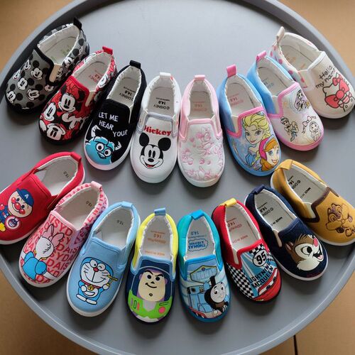 Spring and Autumn Foreign Trade Cartoon Dinosaur Embroidery Children's Canvas Shoes Men's and Women's Toddler Shoes for Children 1-5 Years Old