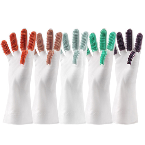Multifunctional Finger Brush Kitchen Housework Waterproof Pet Hair Cleaning Laundry Rubber Floor Stall Wholesale Dishwashing Gloves