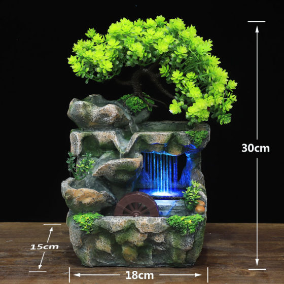 Free shipping cross-border e-commerce desktop rockery simulation tree fountain rain creative water ornaments Yiwu factory direct sales
