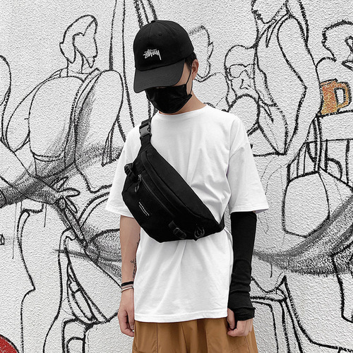 Waist bag men's large-capacity cross-body bag fashionable casual canvas men's shoulder cross-body bag outdoor sports chest bag trendy