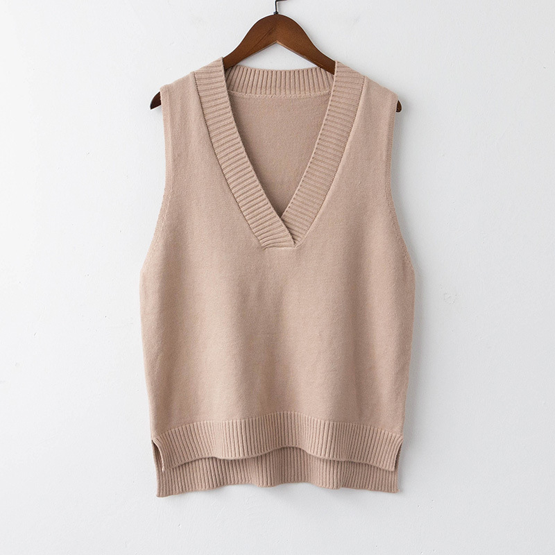 Chaleco 2022 primavera estilo coreano de las mujeres elegante cuello en V de punto chaleco al por mayor 7816