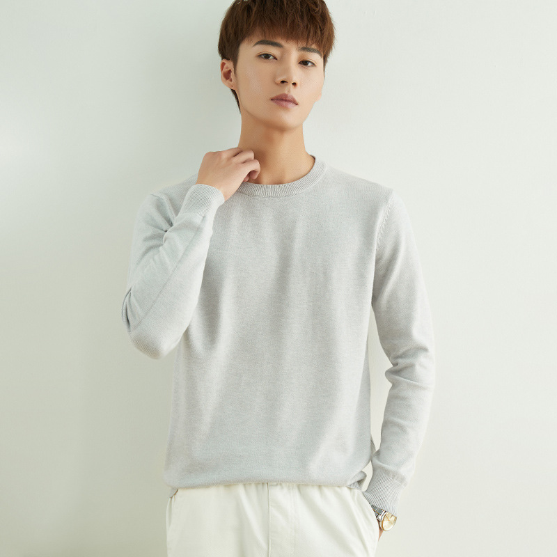 2025 New Autum Men's Knitwear Round Neck Pure Color Long-Sleeved Outer Knitwear Thickeneded Loose Bottoming Knitwear Trbottomy