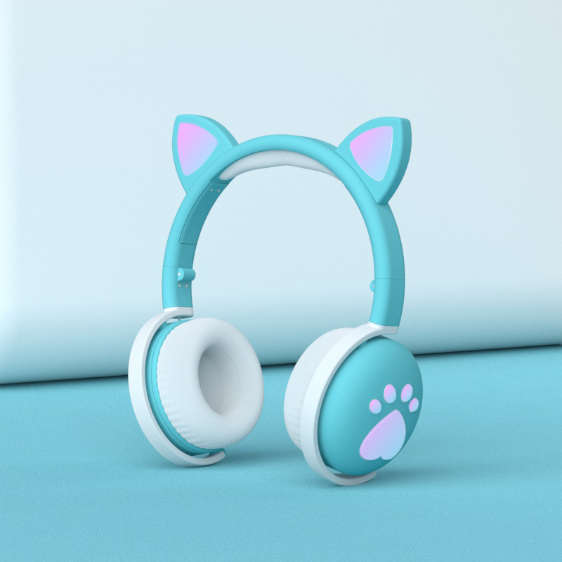 Transfronterizo caliente lindo gato garra auriculares Bluetooth macaron color gato oído auriculares en vivo llamada de voz