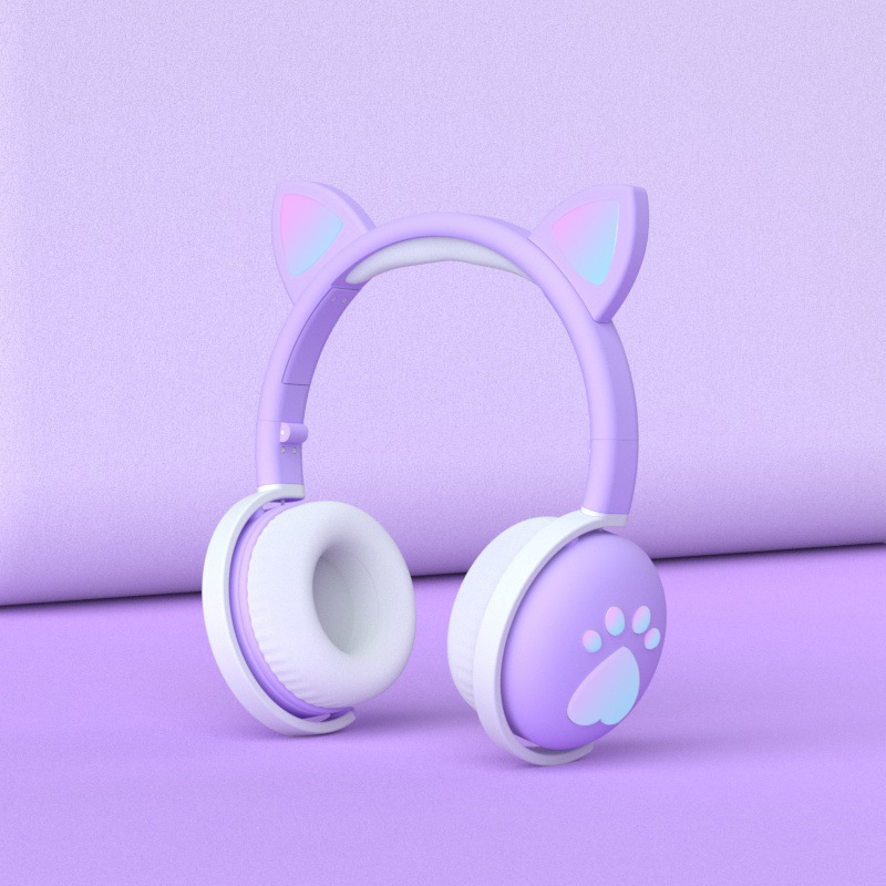Transfronterizo caliente lindo gato garra auriculares Bluetooth macaron color gato oído auriculares en vivo llamada de voz