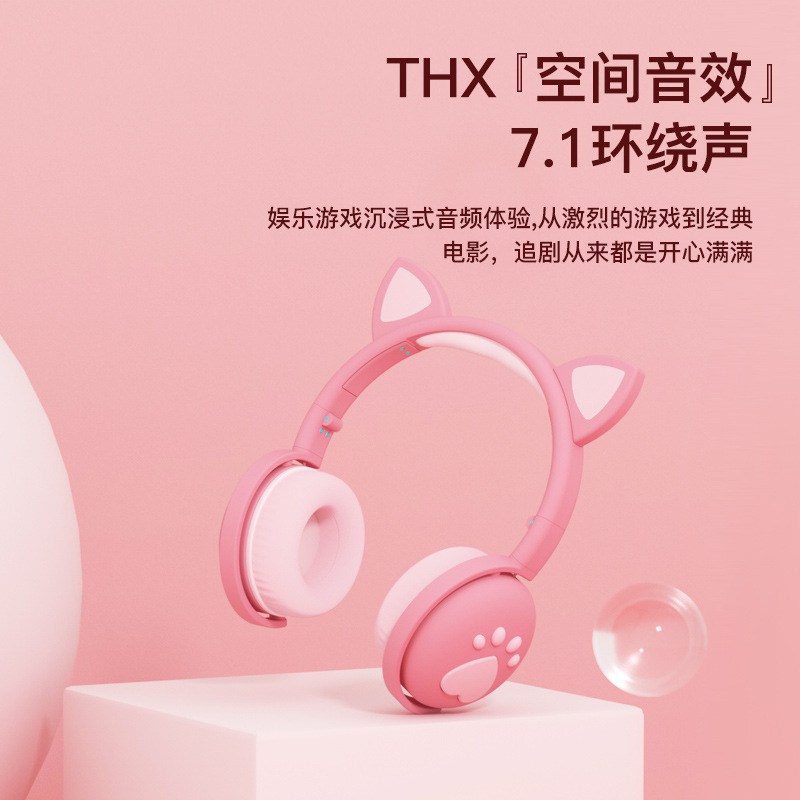 Transfronterizo caliente lindo gato garra auriculares Bluetooth macaron color gato oído auriculares en vivo llamada de voz