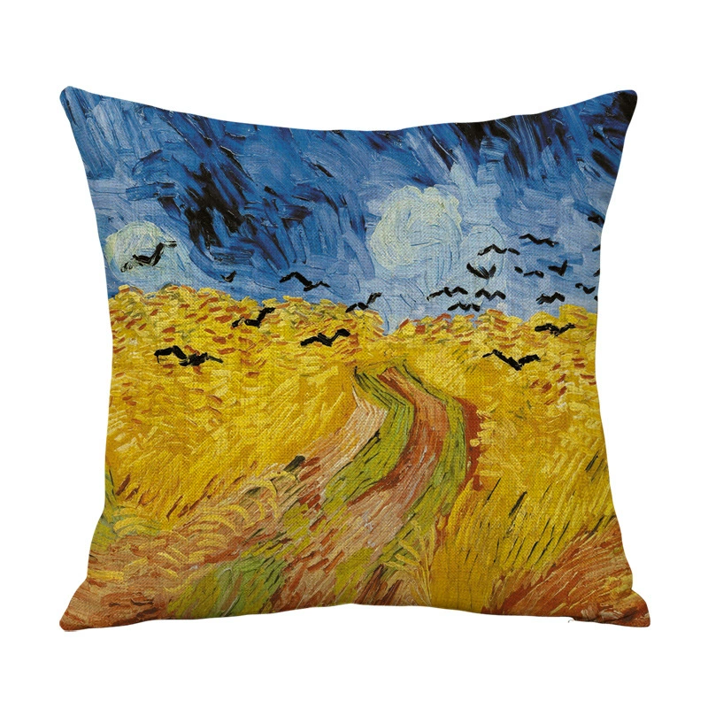 Декоративная наволочка CreativeVanGogh, 45×45 см хлопок-лен печать, художественные мотивы