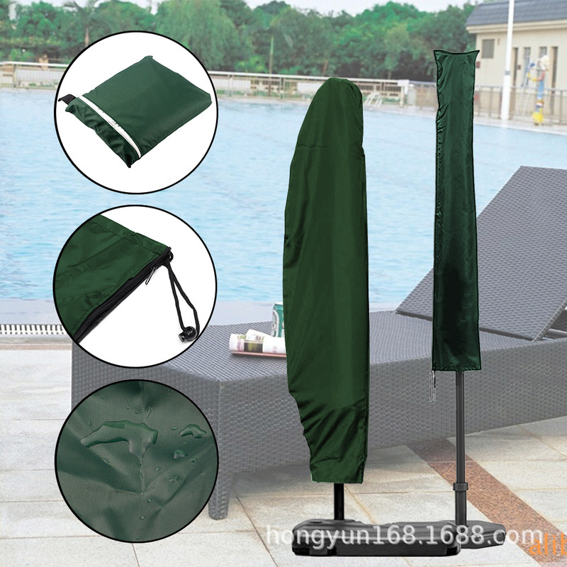Cross-border hot sale outdoor sun umbrella dust cover green sun umbrella dust cover 210D Oxford cloth waterproof