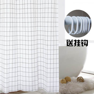 peva shower curtain shower curtain shower curtain toilet partition curtain small white grid waterproof mildew-proof hanging curtain fabric