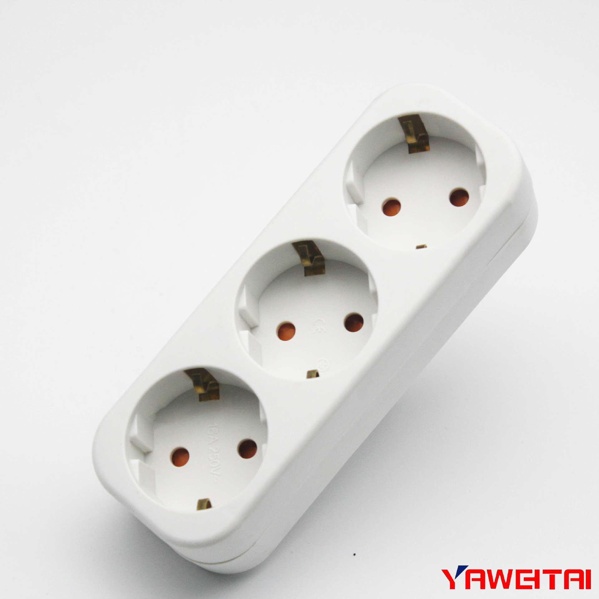 雅威Schuko三孔转换插头带儿保 德式一转三/一转多地插转换插头