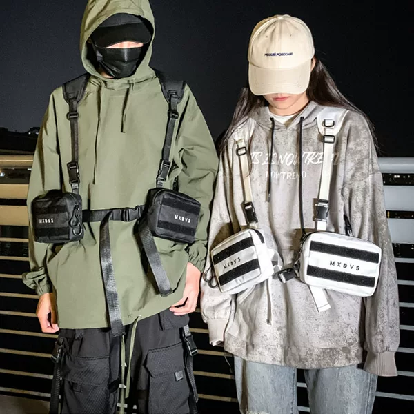 Men's and Women's ins Dark Functional Wearable Vest Bag Harajuku Military Style Functional Chest Bag Fashionable Tactical Backpack
