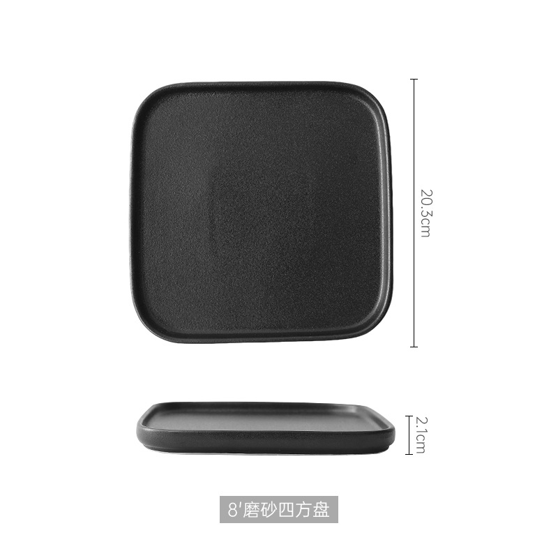 Plato de cerámica estilo nórdico INS, cuadrado para desayuno o bistec