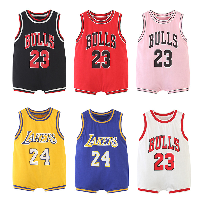 Verano bebé mono sin mangas chaleco vaina de baloncesto ropa de bebé ropa de algodón puro transpirable no desvanecimiento mameluco