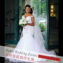 速卖通新款外贸婚纱礼服批发 跨境非洲新娘蕾丝美人鱼婚纱出口