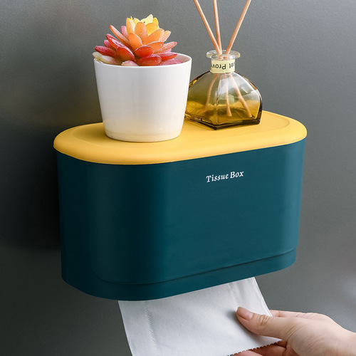 Creative simple home bathroom punch-free wall-mounted tissue box Multifunctional hotel bathroom tissue box