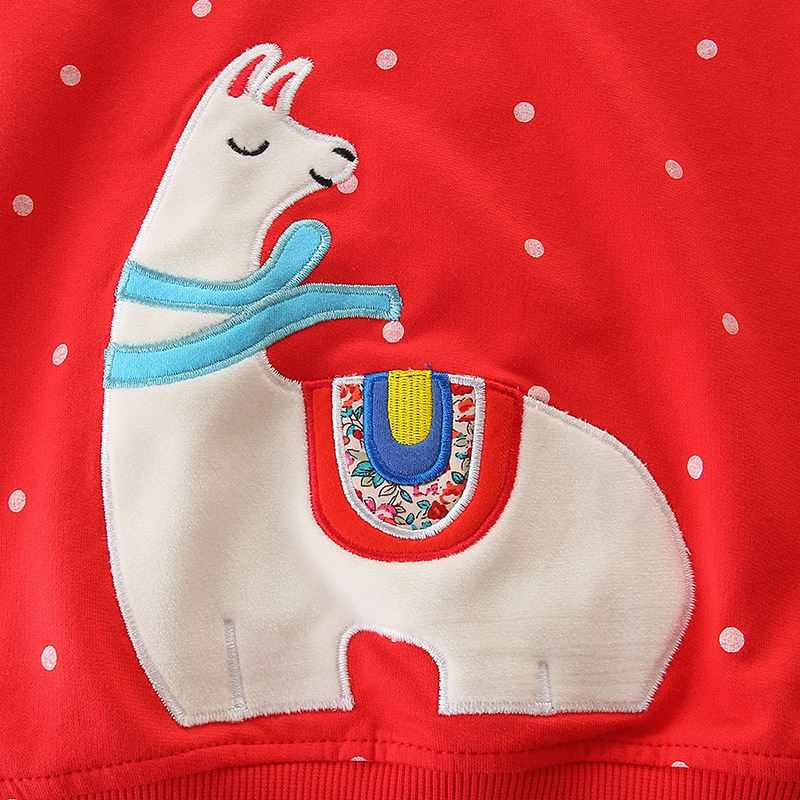 Sudadera de manga larga para niñas estilo europeo y americano, nuevo producto de otoño, suéter de felpa con cuello redondo y bordado, moderno para niñas.