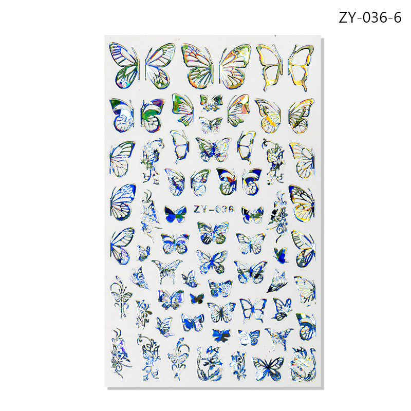 Pegatinas de uñas de dedo simulación pegatinas de mariposa delgada pegatinas de mariposa láser de oro y plata con pegatinas de mariposa dorada