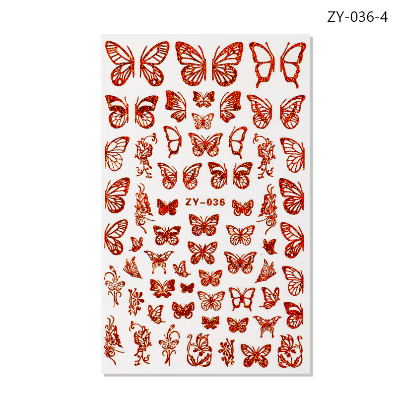 Pegatinas de uñas de dedo simulación pegatinas de mariposa delgada pegatinas de mariposa láser de oro y plata con pegatinas de mariposa dorada