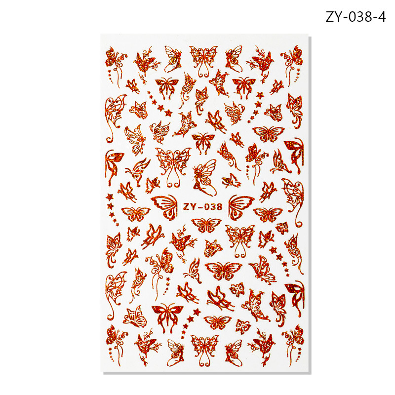 Pegatinas de uñas de dedo simulación pegatinas de mariposa delgada pegatinas de mariposa láser de oro y plata con pegatinas de mariposa dorada