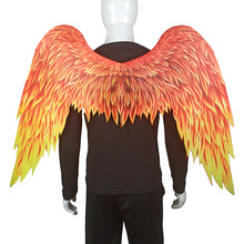 跨境货源新款现货万圣节狂欢节可折叠无纺布印花凤凰火焰天使翅膀