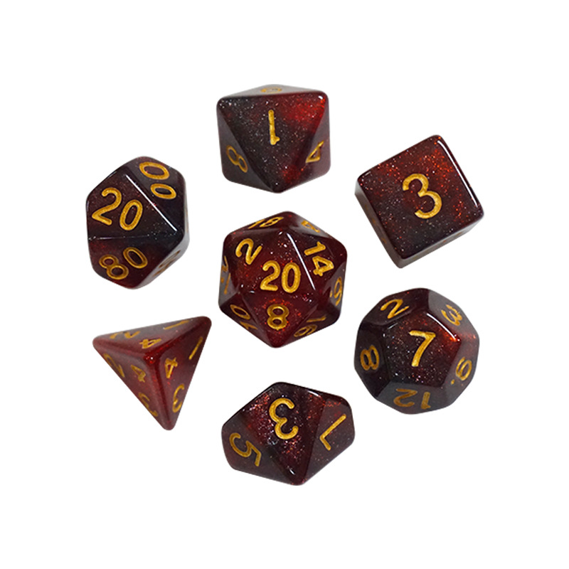 Factory spot wholesale starry dice multi-faceted glitter color two-color acrylic dice Cthulhu DND color