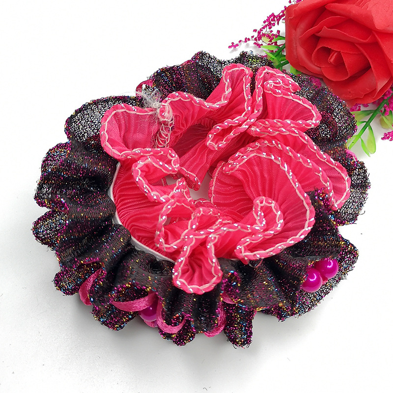 밝은 색 작은 구슬 머리 꽃 로즈 레드