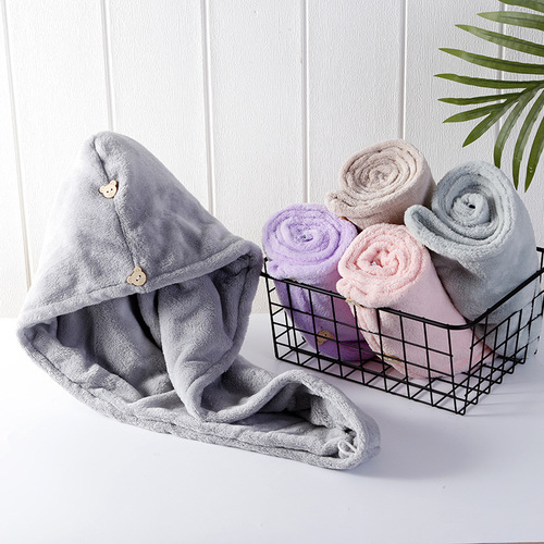 Coral velvet dry hair hat for women, thickened super absorbent dry hair towel, double-layered turban, quick-drying towel manufacturer wholesale