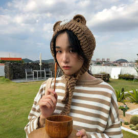 一秒变身可爱小熊冬季保暖针织毛线护耳罩韩国耳套软妹耳包学生女
