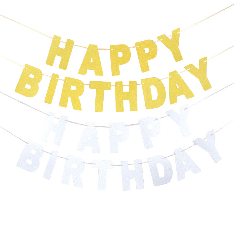 生日派对装饰金葱纸字母拉旗亚马逊派对聚会布置生日拉旗拉条拉花