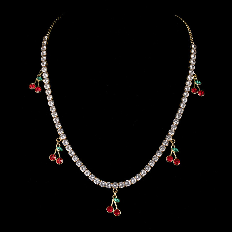 Moda nuevo collar de cereza delicado colgante de diamante de diamante universal collar de diamante flash fábrica de venta directa inswind image 8